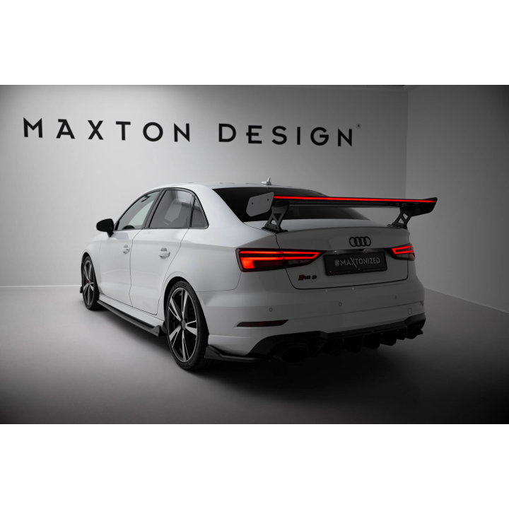 Karbonowy Spoiler Z Zewnętrznymi Wspornikami + LED Audi A3 / A3 S-Line / S3 / RS3 Sedan 8V / 8V Facelift