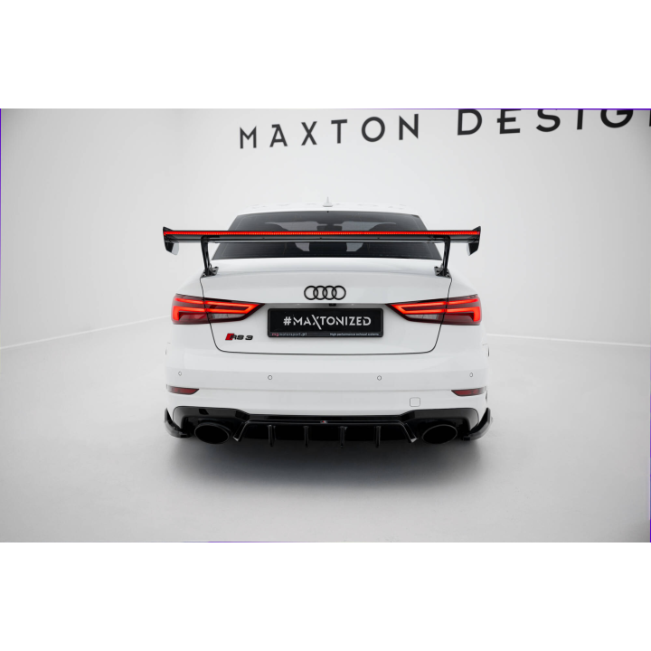 Karbonowy Spoiler Z Zewnętrznymi Wspornikami + LED Audi A3 / A3 S-Line / S3 / RS3 Sedan 8V / 8V Facelift