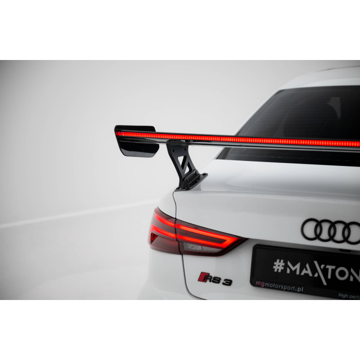 Karbonowy Spoiler Z Zewnętrznymi Wspornikami + LED Audi A3 / A3 S-Line / S3 / RS3 Sedan 8V / 8V Facelift