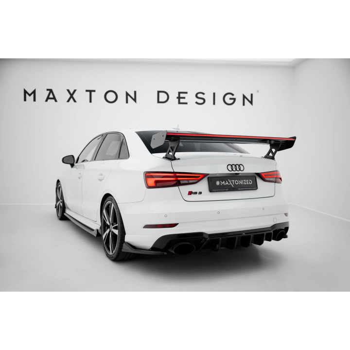 Karbonowy Spoiler Z Zewnętrznymi Wspornikami + LED Audi A3 / A3 S-Line / S3 / RS3 Sedan 8V / 8V Facelift