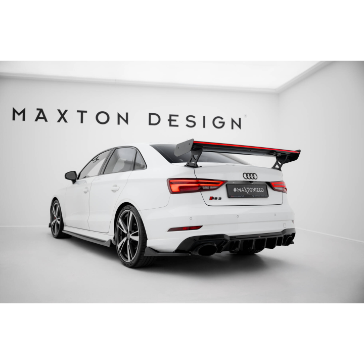 Karbonowy Spoiler Z Zewnętrznymi Wspornikami + LED Audi A3 / A3 S-Line / S3 / RS3 Sedan 8V / 8V Facelift