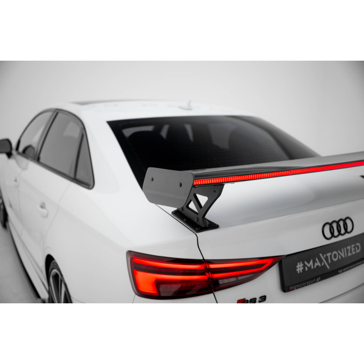 Karbonowy Spoiler Z Zewnętrznymi Wspornikami + LED Audi A3 / A3 S-Line / S3 / RS3 Sedan 8V / 8V Facelift