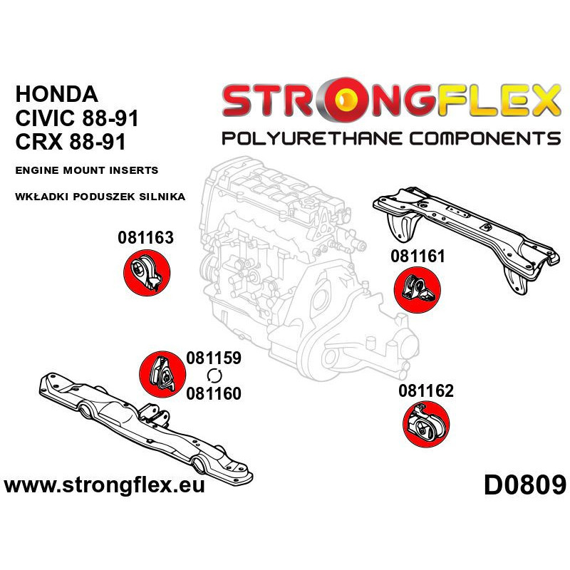 086219A: Tuleje poliuretanowe zawieszenia przedniego SPORT Honda Civic VIII