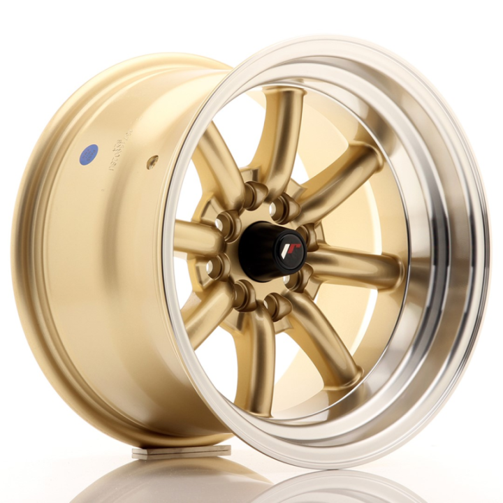 Japan Racing JR19 15x9 ET-13 4x100/114 Gold w/Machined Lip