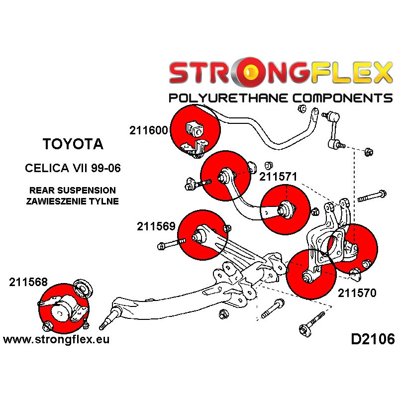 086205B: Tuleje poliuretanowe zawieszenia Honda Prelude V