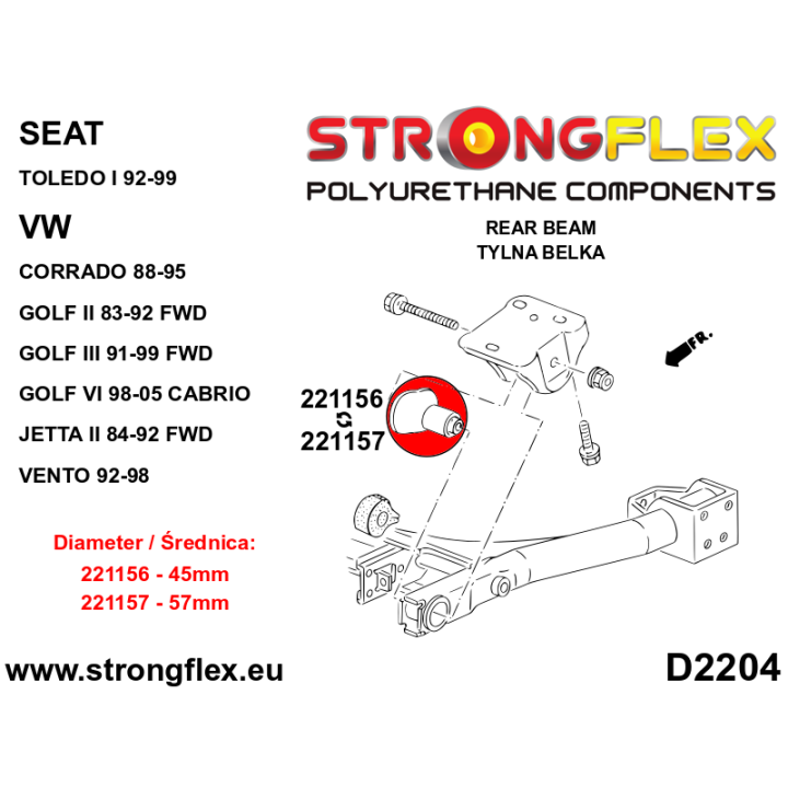 221157A: Tuleja tylnej belki 57mm SPORT