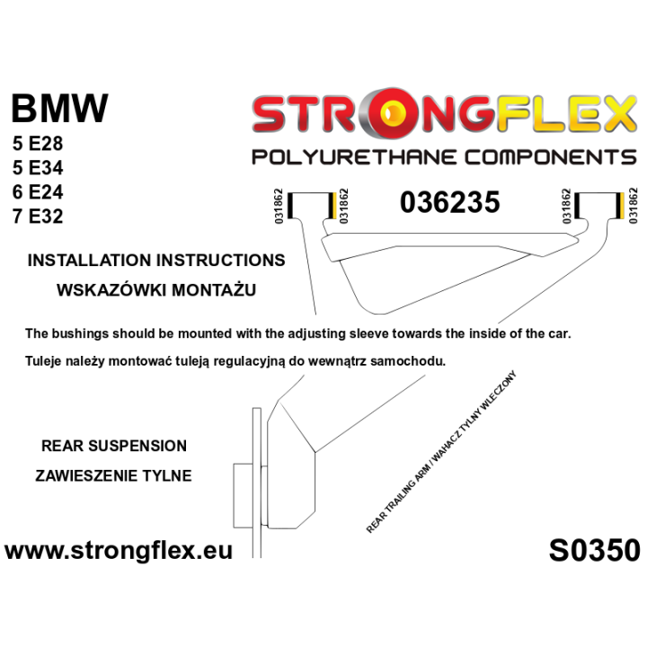 Strongflex 036235A: Zestaw niecentrycznych tulei wahaczy tylnych SPORT
