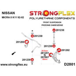 Strongflex 286055A: Zestaw poliuretanowy przedniego zawieszenia SPORT