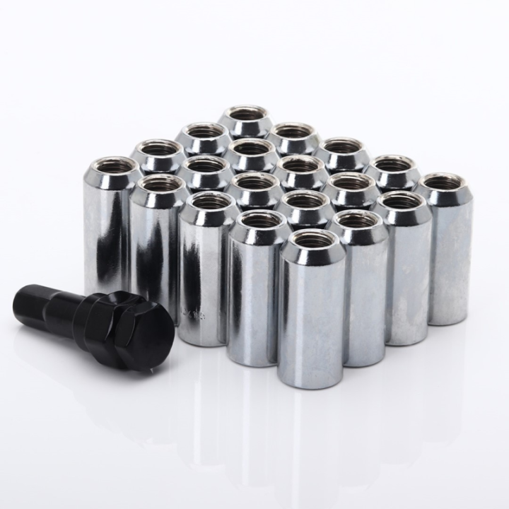 Zestaw długich nakrętek imbusowych M12x1,5 srebrne