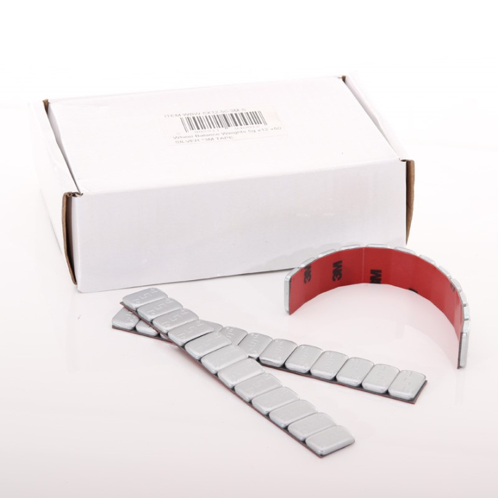 Ciężarki do wyważania 12x5g 50szt srebrne taśma 3M