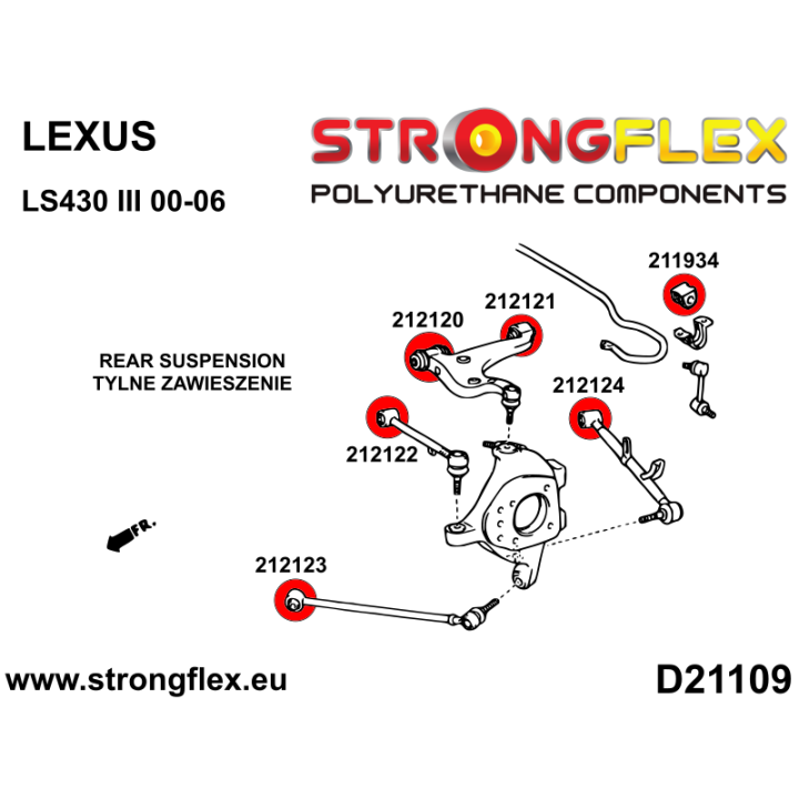 212123A: Tuleja wahacza tylnego wleczonego SPORT Strongflex