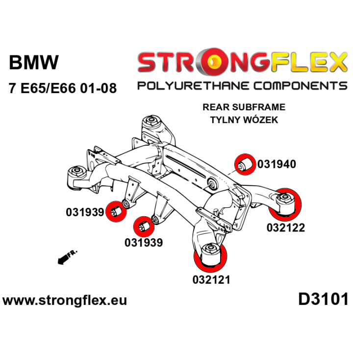 032122B: Tuleja tylnego wózka – tylna Strongflex