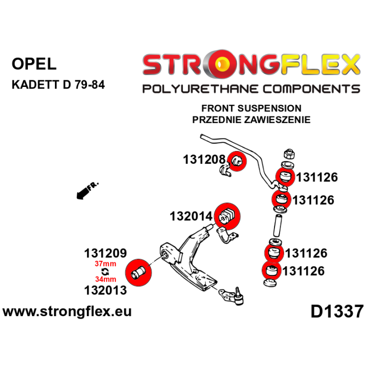132014B: Tuleja wahacza przedniego – tylna Strongflex