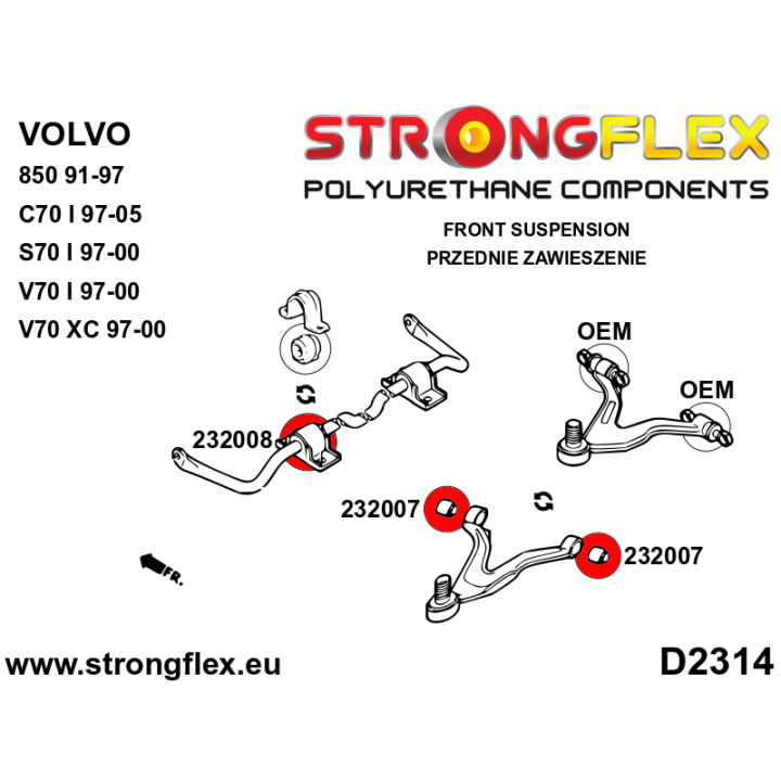 232007A: Tuleja wahacza przedniego SPORT Strongflex