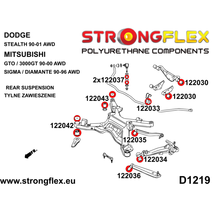 122042B: Tuleja tylnego wózka - przednia Strongflex