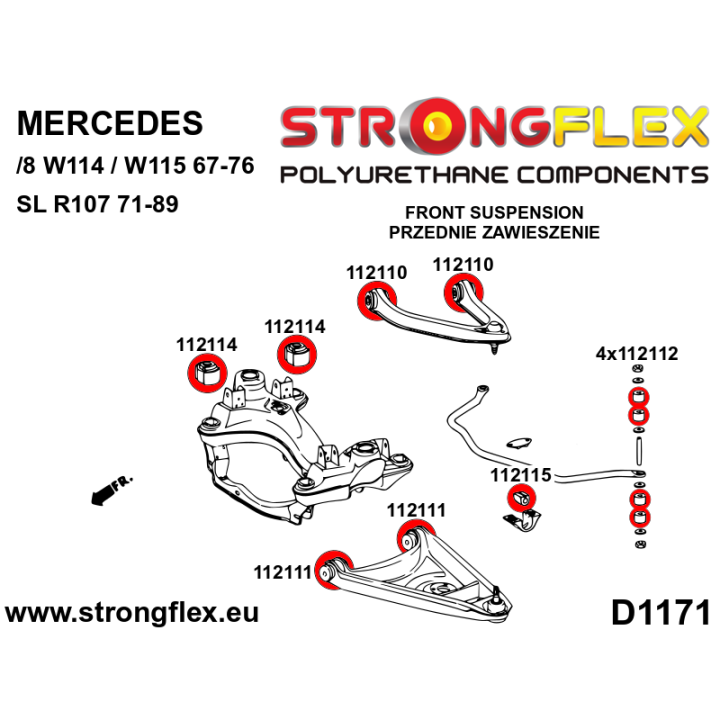 112114B: Tuleja przedniego wózka Strongflex
