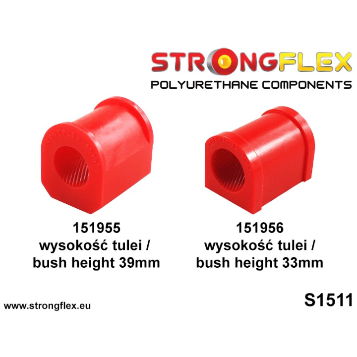 151956A: Tuleja stabilizatora przedniego (wys. 33mm) SPORT Strongflex