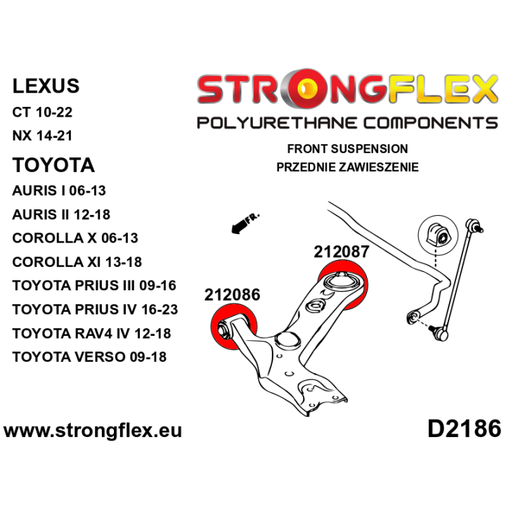 212086A: Tuleja wahacza przedniego – przednia SPORT Strongflex