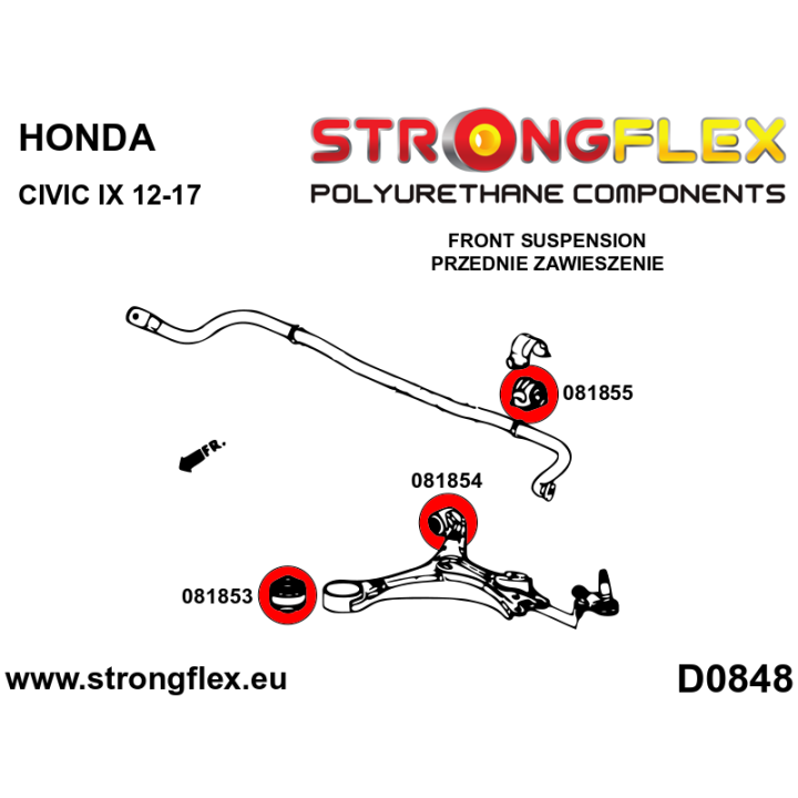081855B: Tuleja stabilizatora przedniego Strongflex