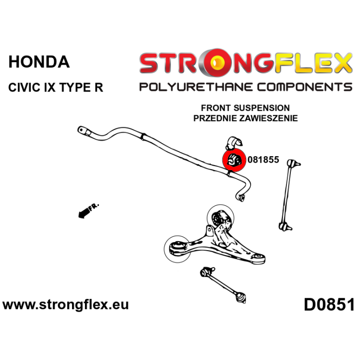 081855B: Tuleja stabilizatora przedniego Strongflex