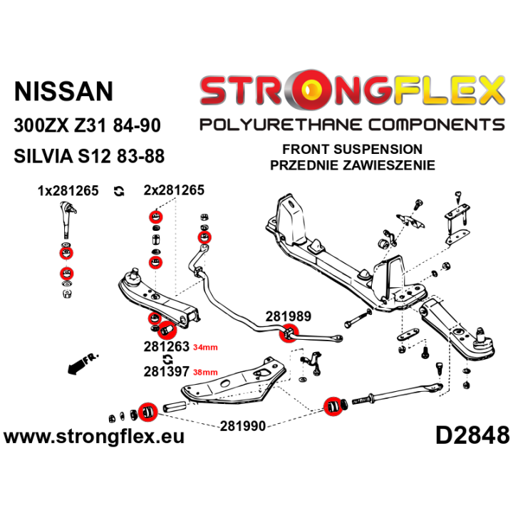 281990B: Tuleja przedniego drążka Strongflex