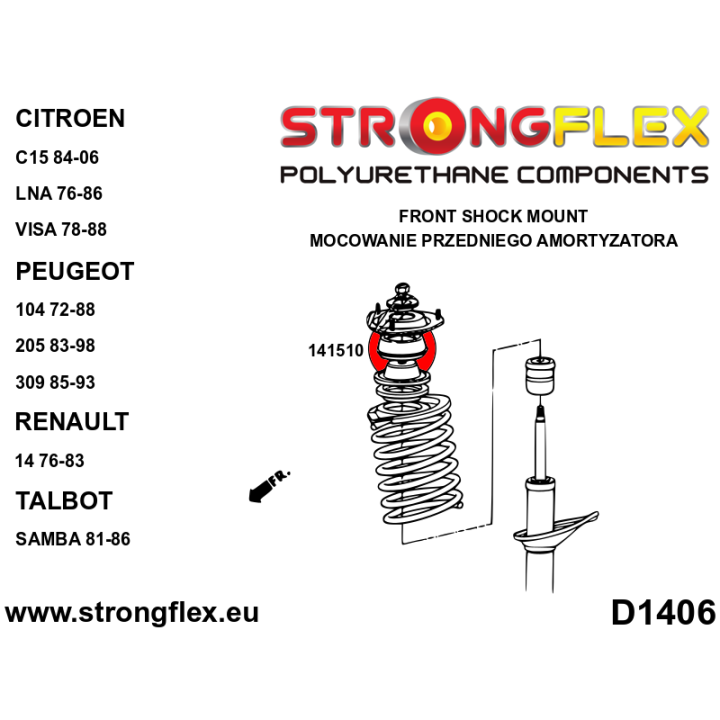 141510A: Poduszka amortyzatora przedniego SPORT Strongflex