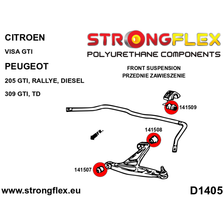 141507A: Tuleja wahacza przedniego - przednia SPORT Strongflex