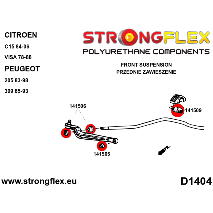 141506A: Tuleja wahacza przedniego - zewnętrzna SPORT Strongflex