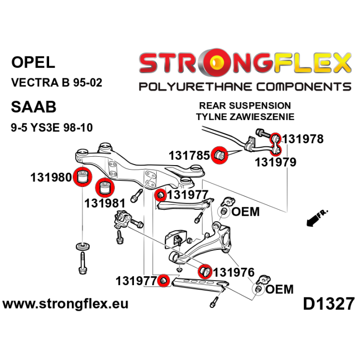 131980B: Tuleja tylnego wózka - przednia Strongflex
