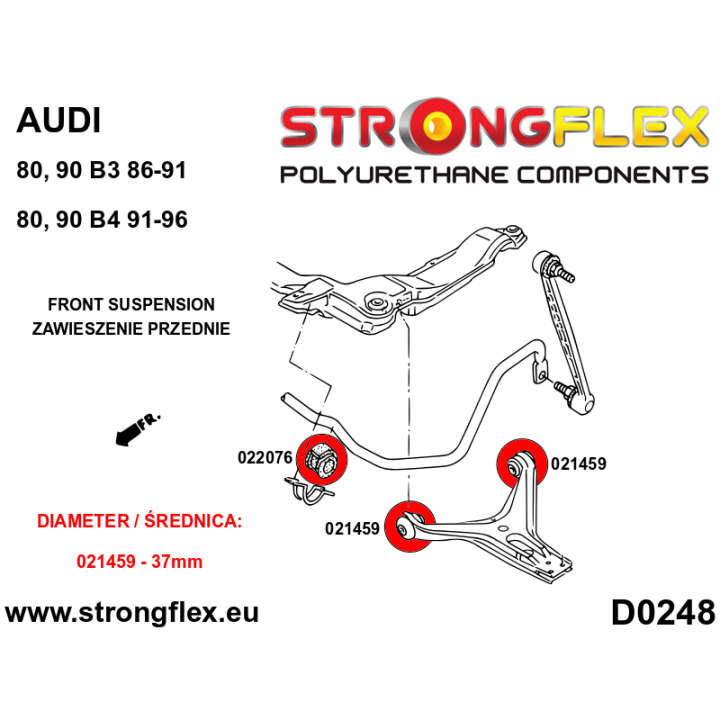 022076B: Tuleja stabilizatora przedniego Strongflex