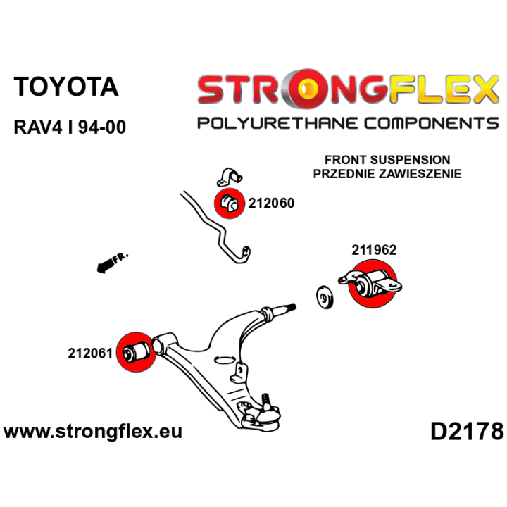 212060A: Tuleja stabilizatora przedniego SPORT Strongflex