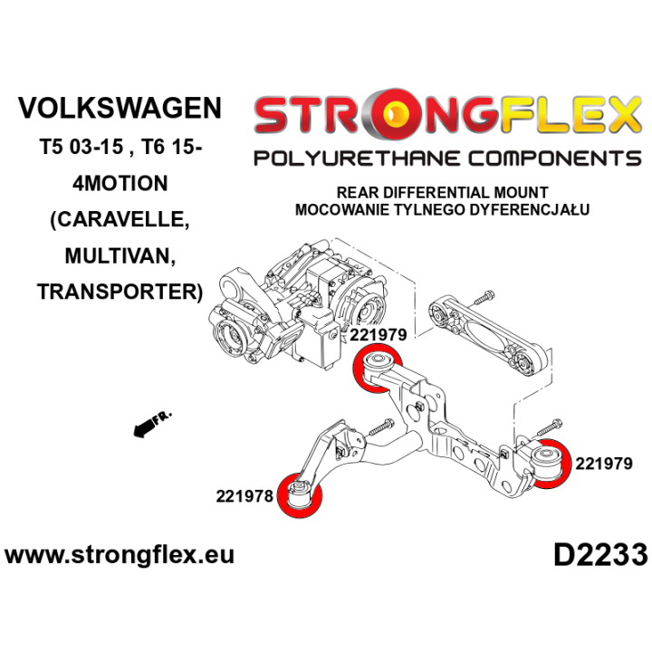 221979A: Tuleja mocowania tylnego dyferencjału 4Motion - tylna SPORT Strongflex