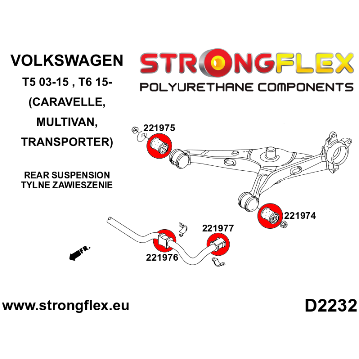 221976A: Tuleja stabilizatora tylnego wewnętrzna SPORT Strongflex