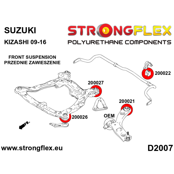 200021A: Tuleja wahacza przedniego – tylna SPORT Strongflex