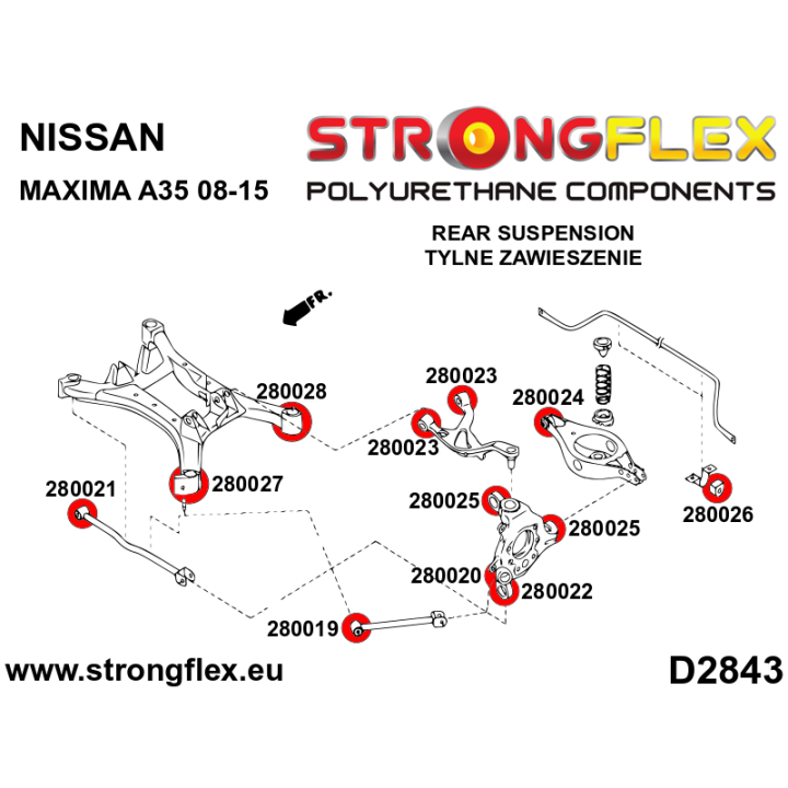 286223A: Zestaw tulei tylnego wózka SPORT Strongflex