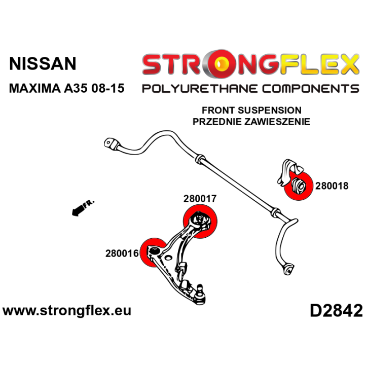 280018A: Tuleja stabilizatora przedniego SPORT Strongflex