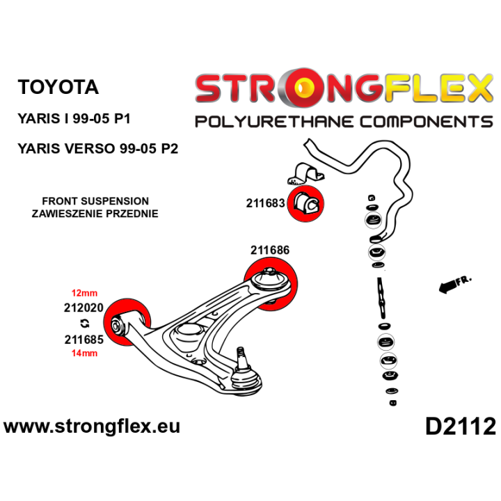 211683B: Tuleja stabilizatora przedniego Strongflex