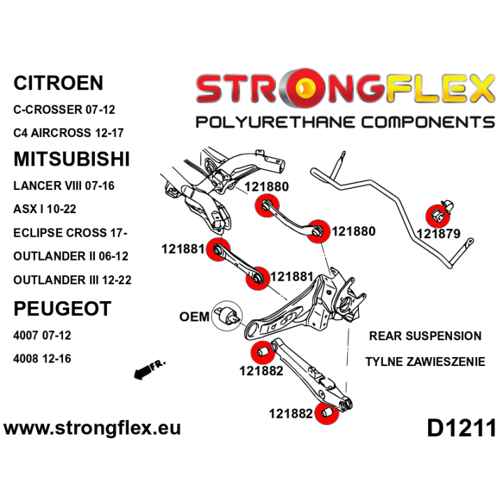 121882B: Tuleja wahacza tylnego dolnego Strongflex