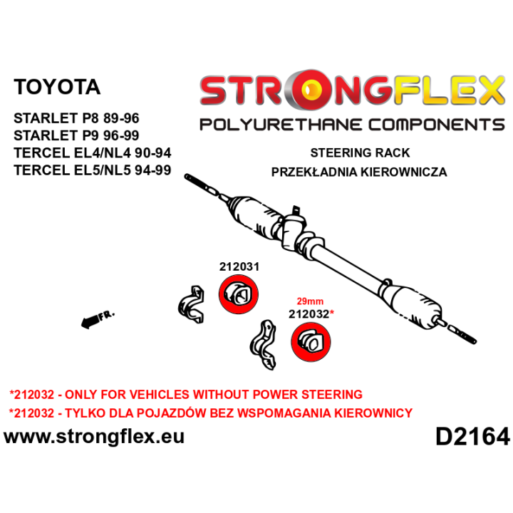 212032A: Tuleja przekładni kierowniczej 29mm SPORT Strongflex