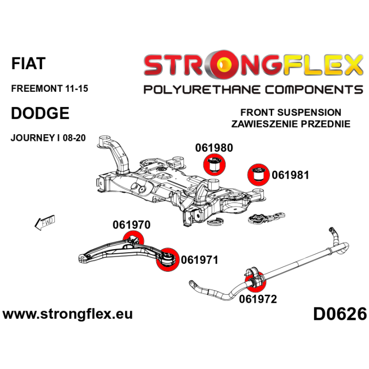 061972B: Tuleja stabilizatora przedniego Strongflex