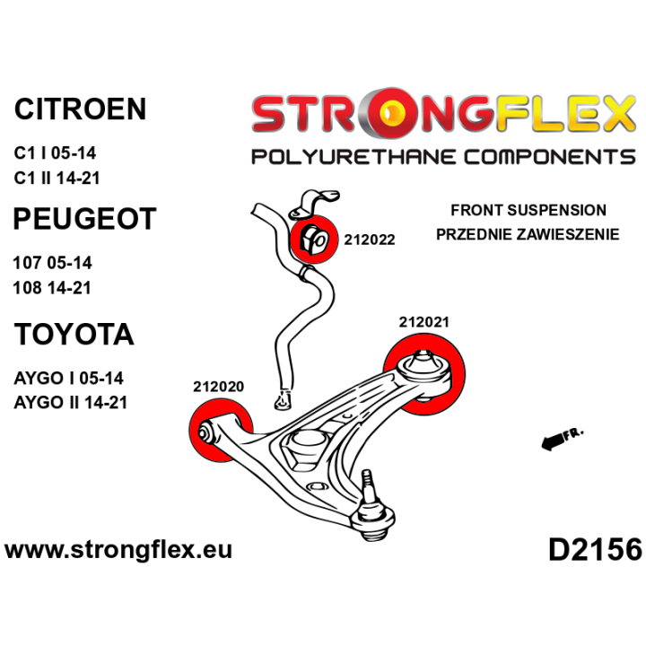 212020A: Tuleja wahacza przedniego – przednia 31mm SPORT Strongflex