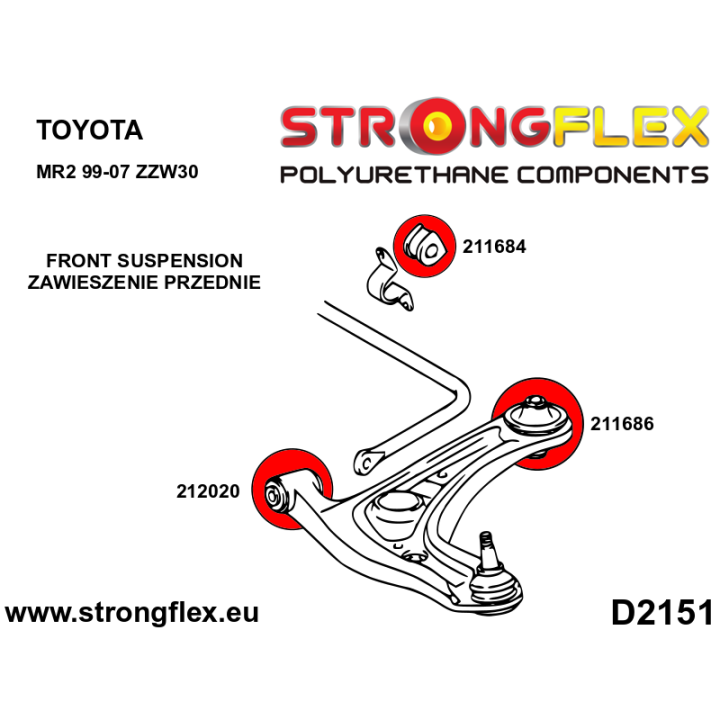 212020A: Tuleja wahacza przedniego – przednia 31mm SPORT Strongflex