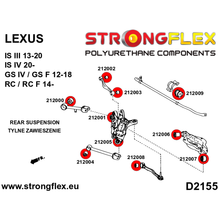 212007A: Tuleja wahacza tylnego dolnego zewnętrzna SPORT Strongflex