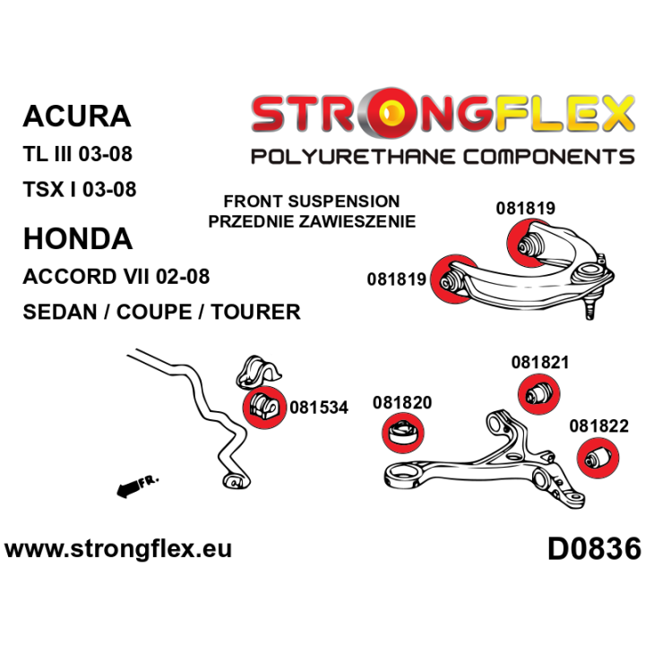 081822A: Tuleja wahacza przedniego dolnego – zewnętrzna SPORT Strongflex