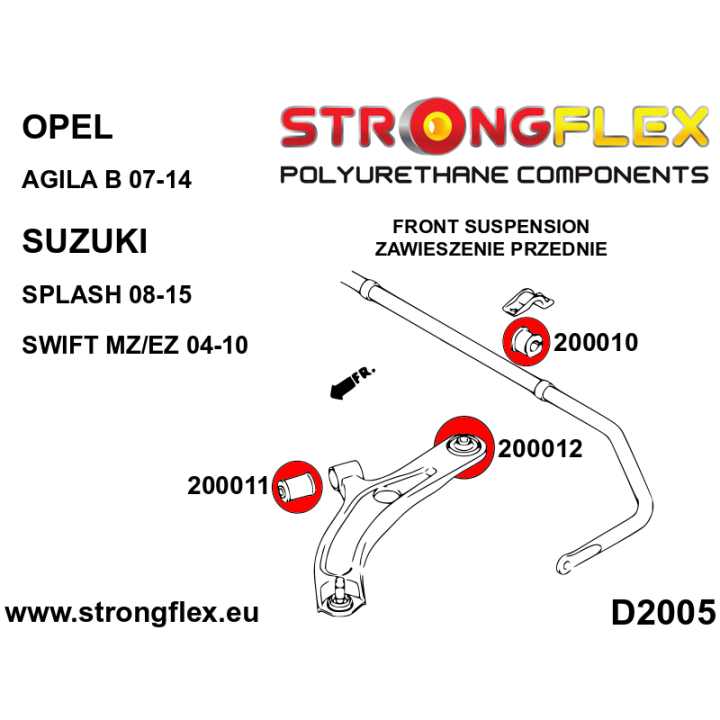 200012B: Tuleja wahacza przedniego – tylna Strongflex