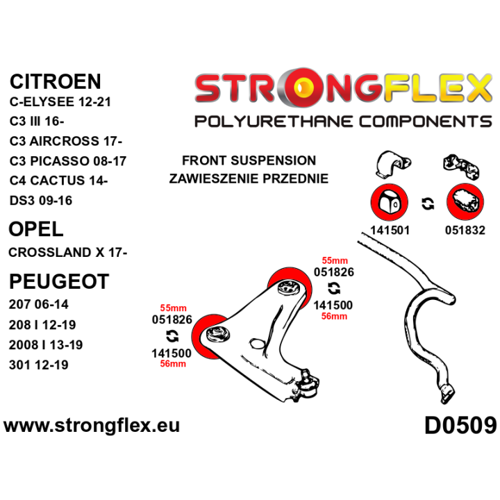 146101B: Zestaw zawieszenia przedniego Strongflex