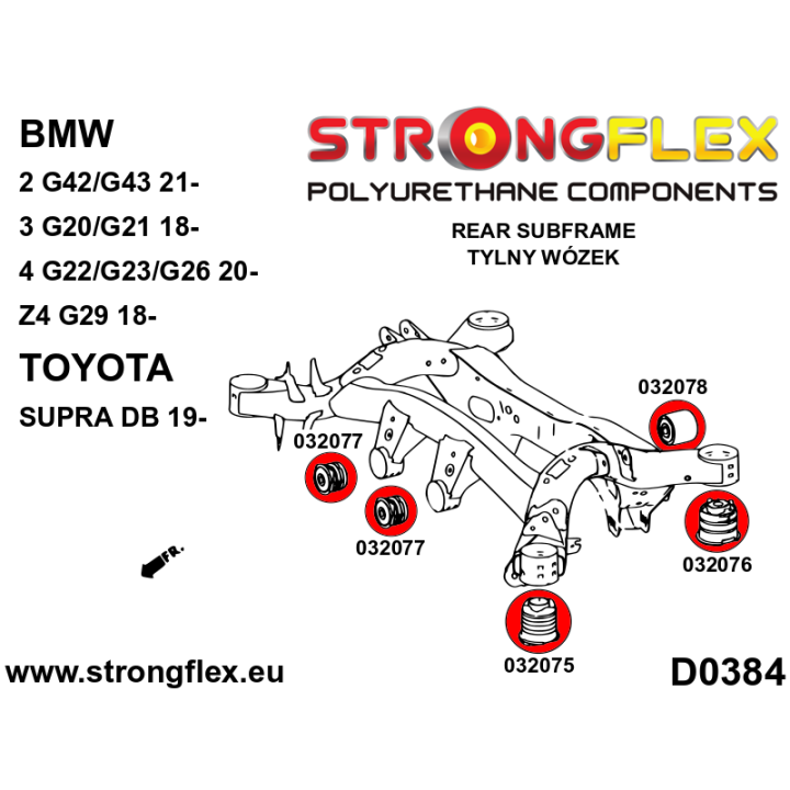 032077A: Tuleja tylnego dyferencjału - przednia SPORT Strongflex