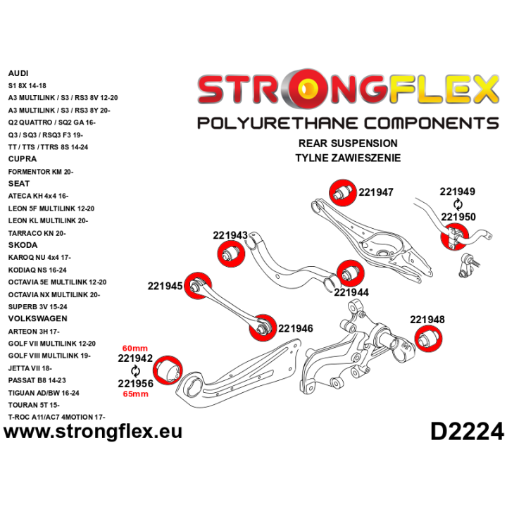221950B: Tuleja stabilizatora przedniego / tylnego Strongflex