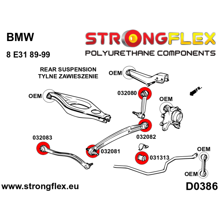 032080A: Tuleja tylnego drążka reakcyjnego SPORT Strongflex