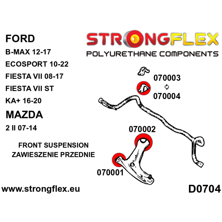 070001A: Tuleja wahacza przedniego – przednia SPORT Strongflex